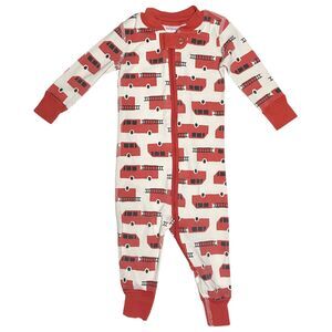 Hanna Andersson 2-Way Zip Sleeper Size 6-12 Months Fire Trucks Organic Cotton